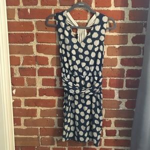 Theory Blue and White Polka Dot Mini Dress